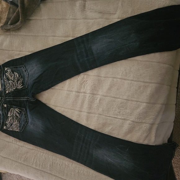 Miss Me Black Boot Cut Jeans with Embellished Pockets